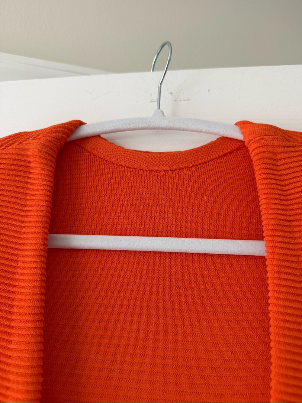 Aje Rushes Raffia Trimmed Ribbed Stretch Knit Dress Orange - Picture 8 of 16